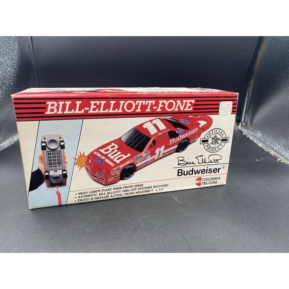 Vintage NASCAR Bill Elliott #11 Budweiser Corded Telephone Columbia Tel-Com - Picture 14 of 14